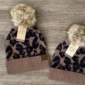 Mocha leopard C.C Pom beanie